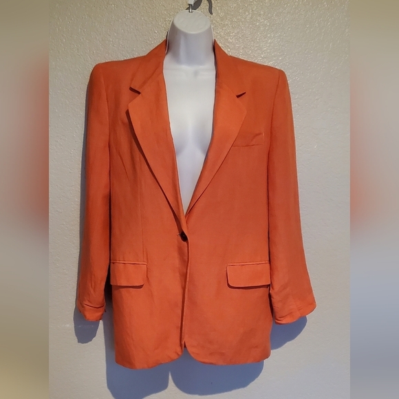 The Limited Coral Linen Blend Relaxed Oversized Notched Blazer Jacket Size Small - Picture 2 of 10